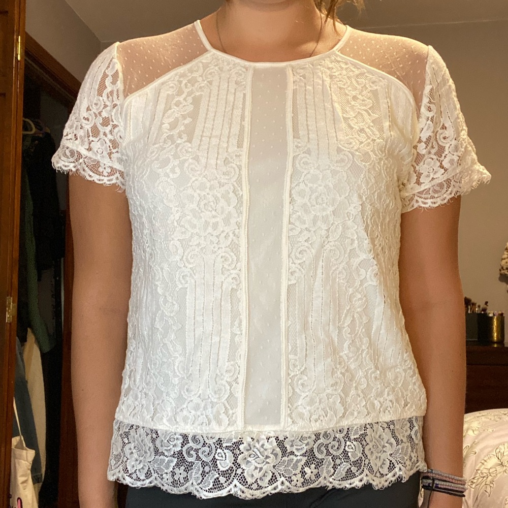 Express White Lace Blouse
